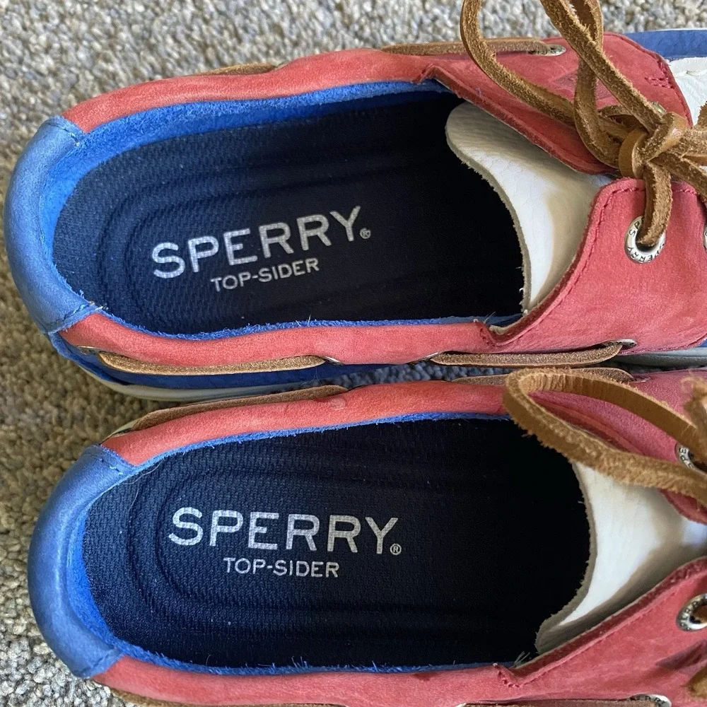 Sperry Gold Cup 2 Eye Boat Shoes Men 7 EU 39 Red Blue White Patriotic Preppy